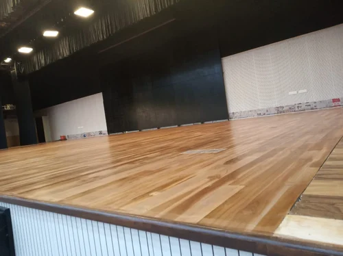 Close-up of stage wooden flooring installation