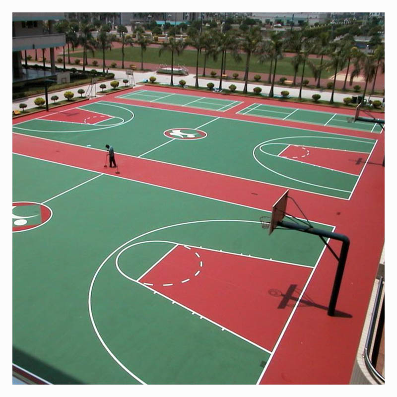 Acrylic Basketball Court - Green and Red Multi-Court Complex