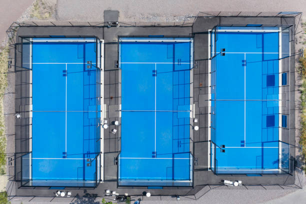 Aerial View of Three Blue Padel Courts