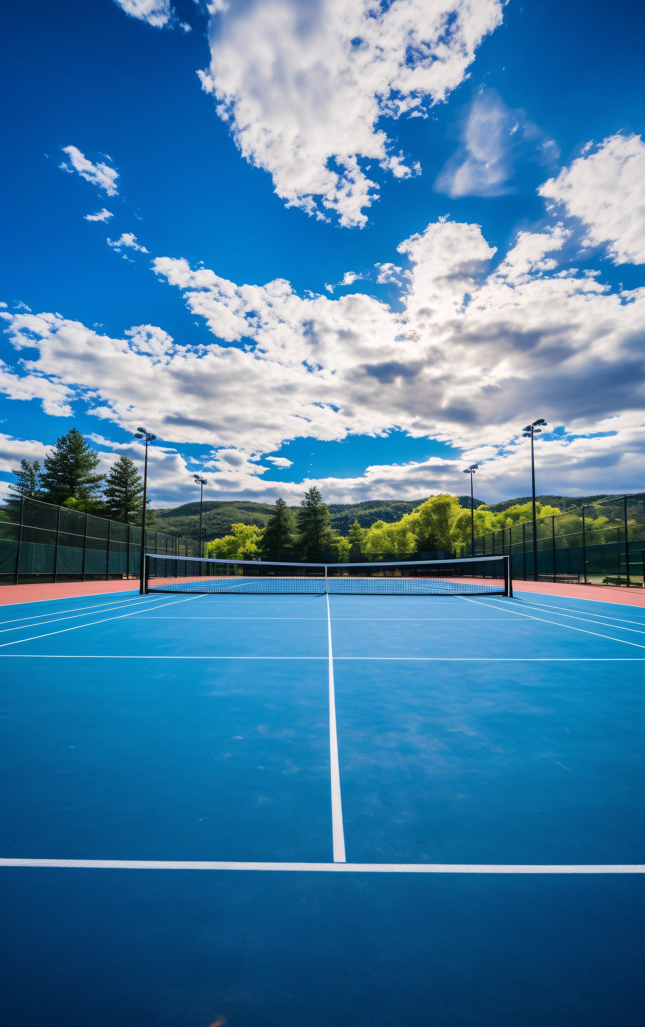 Outdoor Blue Padel Court with Scenic Mountain View