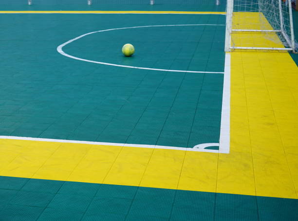 PP Tiles Sports Flooring - Turquoise and Yellow Court Detail