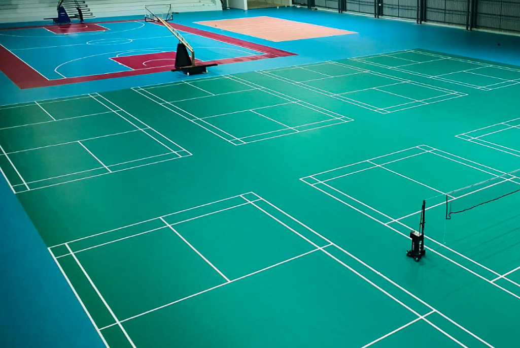 Multi-purpose sports facility with PVC vinyl flooring