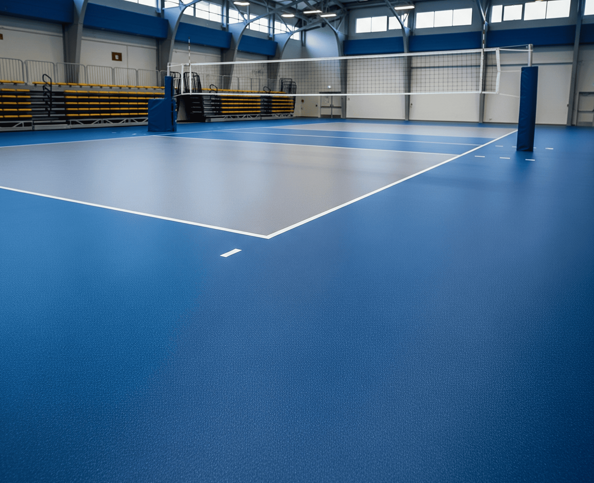 Blue PVC vinyl sports flooring for volleyball court